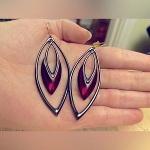 ALEXIS BITTAR ruby red lucite earrings in gunmetal